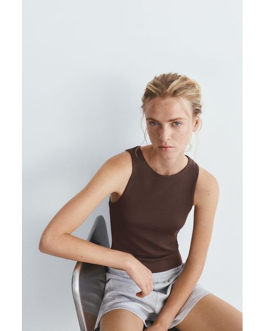 Pull&Bear Brown Soft-Touch Tank Top