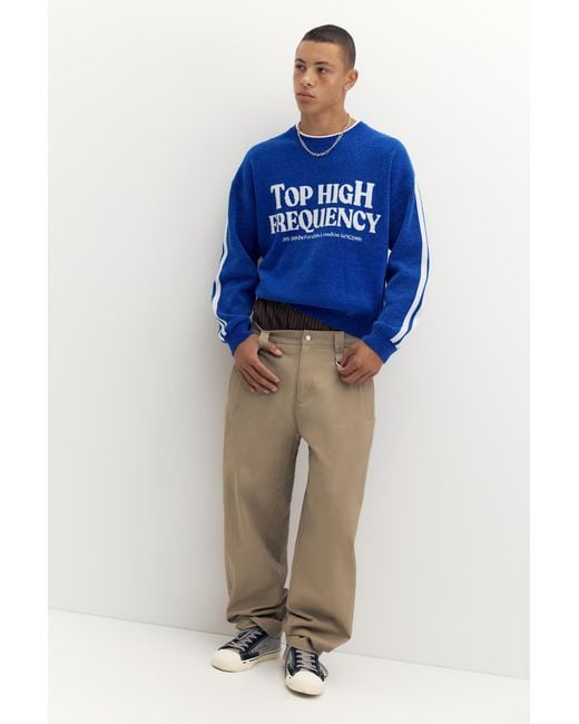 Pull&Bear Stwd Pullover Mit Print in Blue für Herren