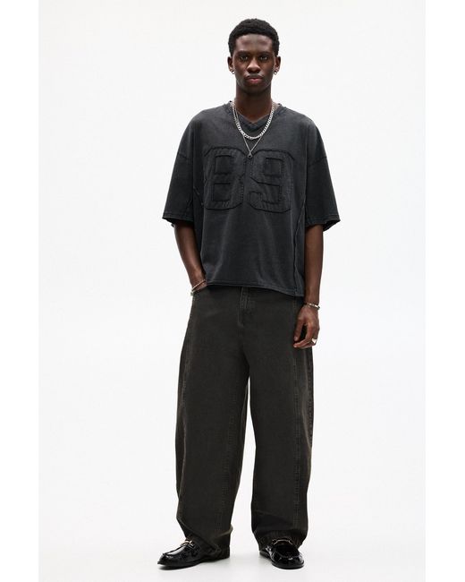 Pull&Bear Black Stwd Barrel Jeans for men