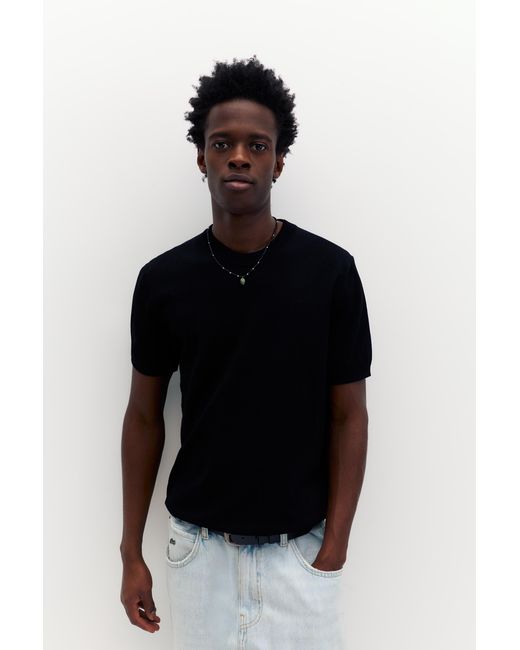 Pull&Bear Black Short Sleeve Jumper for men