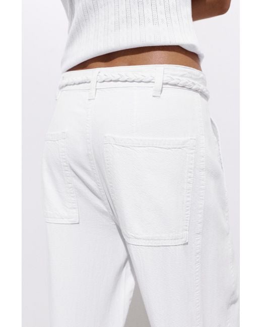 Pull&Bear White Balloon Jeans With Drawstring