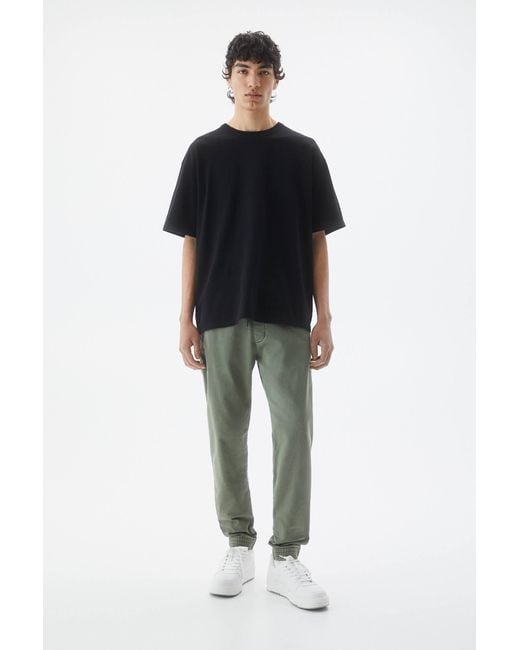 Pull&Bear Black Soft Knit Joggers for men