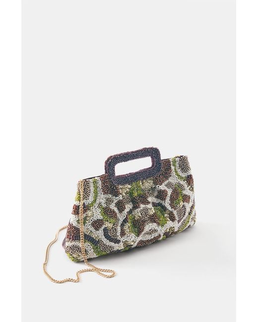 Pull&Bear Brown Beaded Clutch Bag