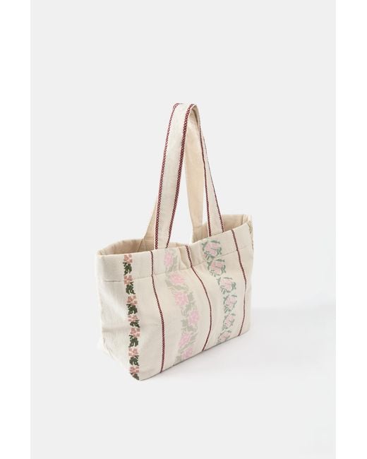 Borsa Shopper Ricamata di Pull&Bear in Natural
