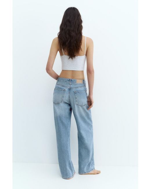 Pull&Bear Blue Baggy Jeans With Drawstring