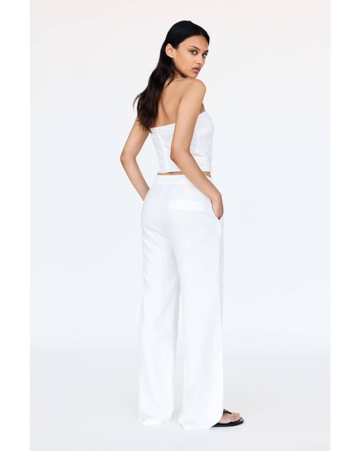 Pull&Bear White Rustikale Hose Mit Überkreuztem Bund