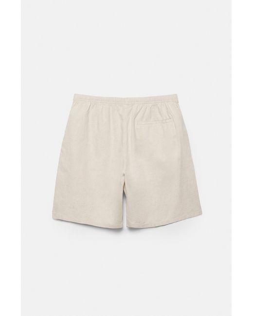 Pull&Bear Bermuda Joggingshort Van Linnenmix in het Natural voor heren
