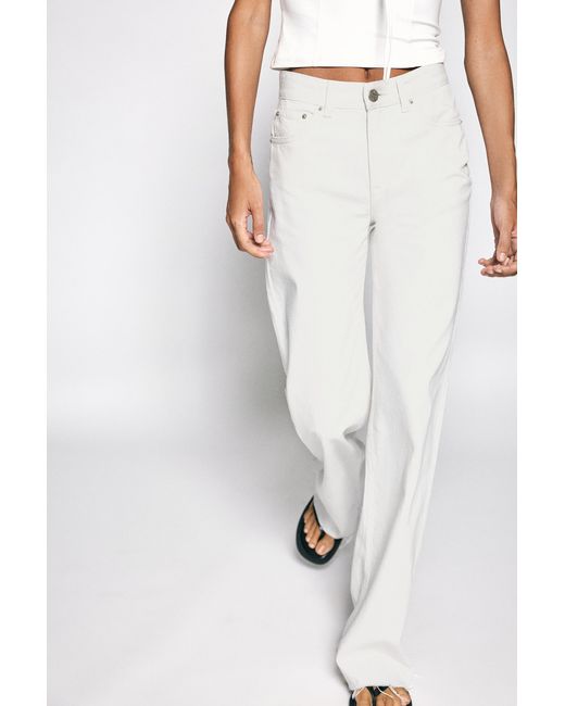 Pull&Bear White High-Waist Wide-Leg Jeans
