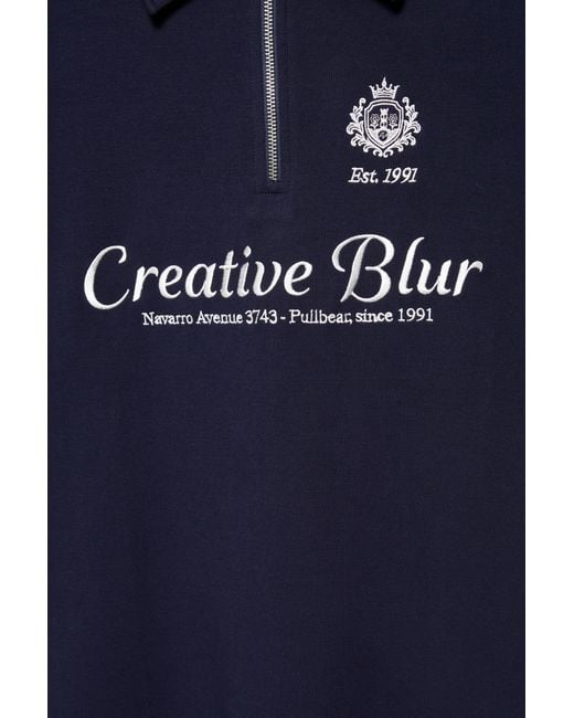 Polo Interlock Graphique Zippé Pull&Bear pour homme en coloris Blue