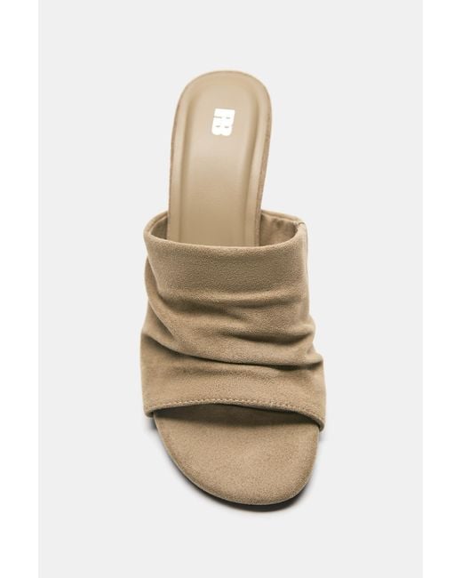 Pull&Bear White Ruched Mule Heeled Sandals