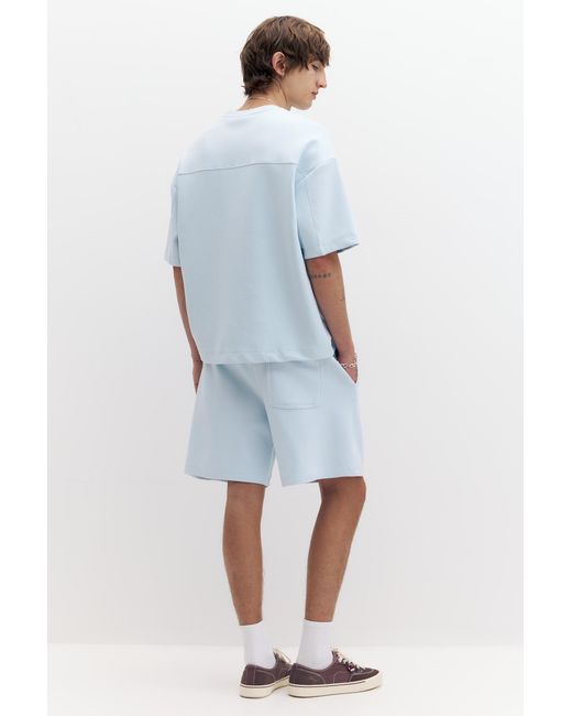 Pull&Bear Blue Interlock Short Sleeve Sweatshirt for men