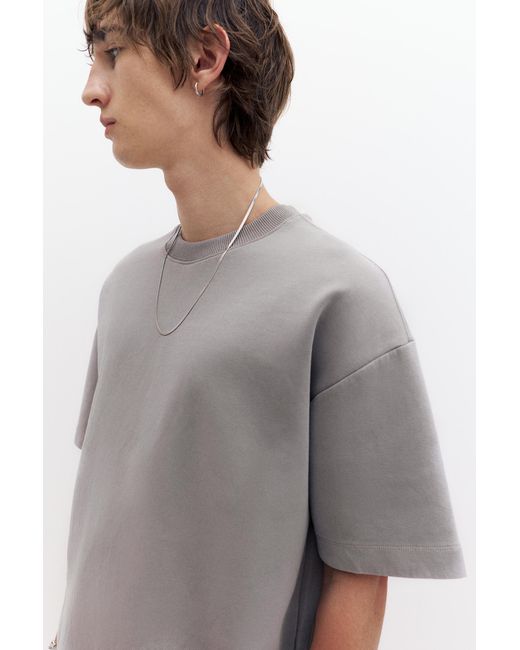 Pull&Bear Gray Interlock Short Sleeve Sweatshirt for men