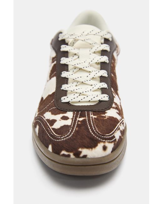Pull&Bear Blue Cow Print Leather Trainers