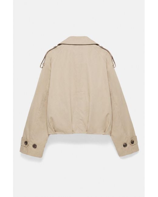 Pull&Bear Natural Balloon-Fit Short Trench Coat