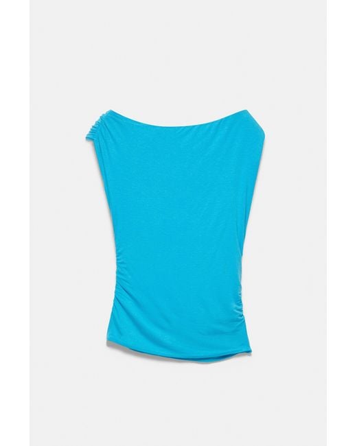 Pull&Bear Gray Gathered Asymmetric Top