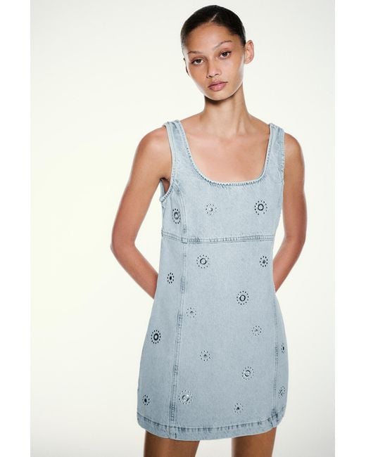 Pull&Bear Blue Short Studded Denim Dress