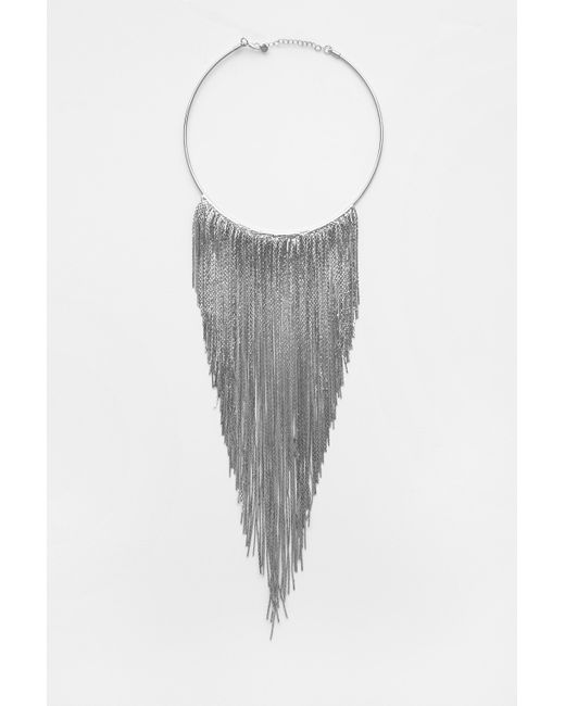 Pull&Bear Gray Rigid Waterfall Necklace