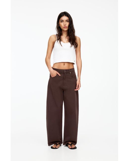 Pull&Bear Brown Mid-Waist Barrel Jeans