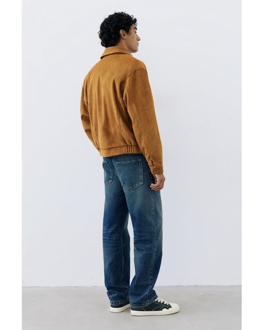 Pull&Bear Blue Faux Suede Trucker Jacket for men