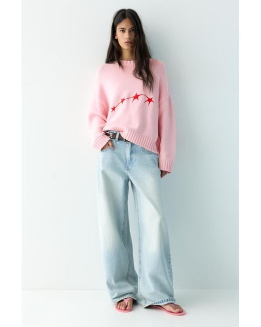 Pull&Bear Pink Star Jumper