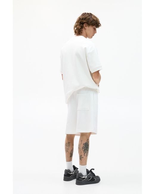 Pull&Bear White Interlock Tracksuit Shorts for men