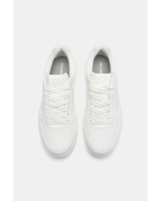 Pull&Bear Casual Platform Sneakers in het White