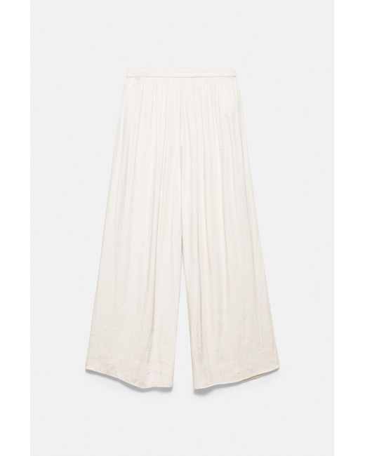 Pull&Bear White Satin Wide-Leg Trousers