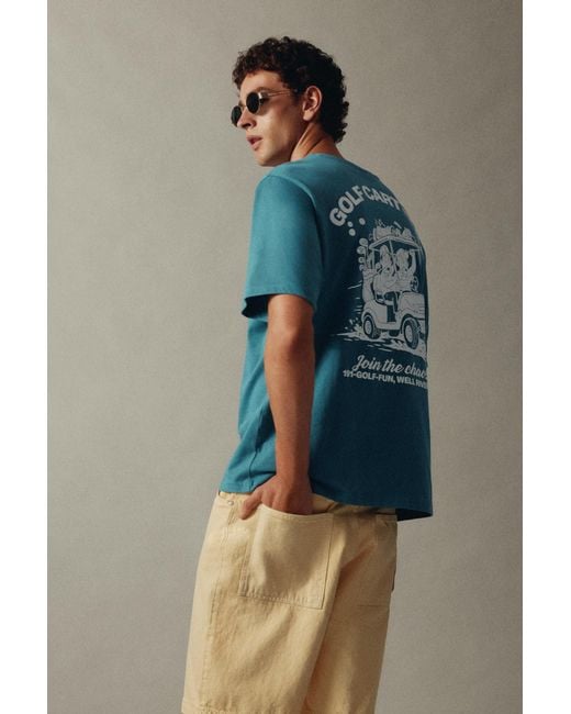 Pull&Bear Blue Golf Cart Club T-Shirt for men