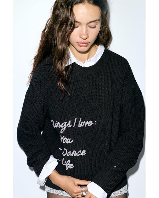 Pullover Con Testo di Pull&Bear in Black