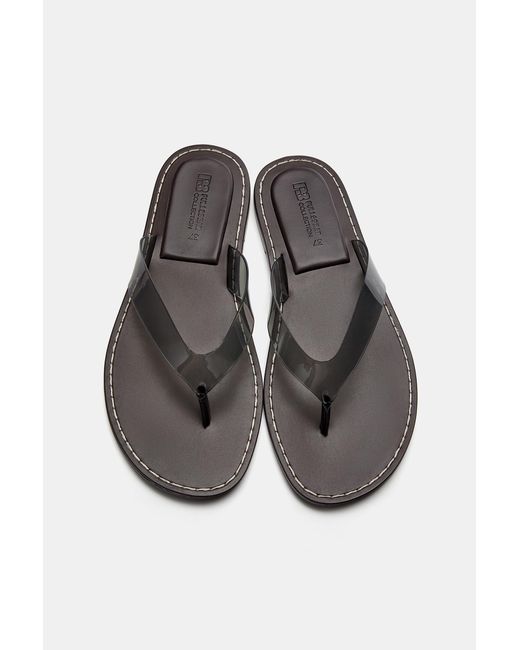 Pull&Bear Brown Flat Vinyl Sandals