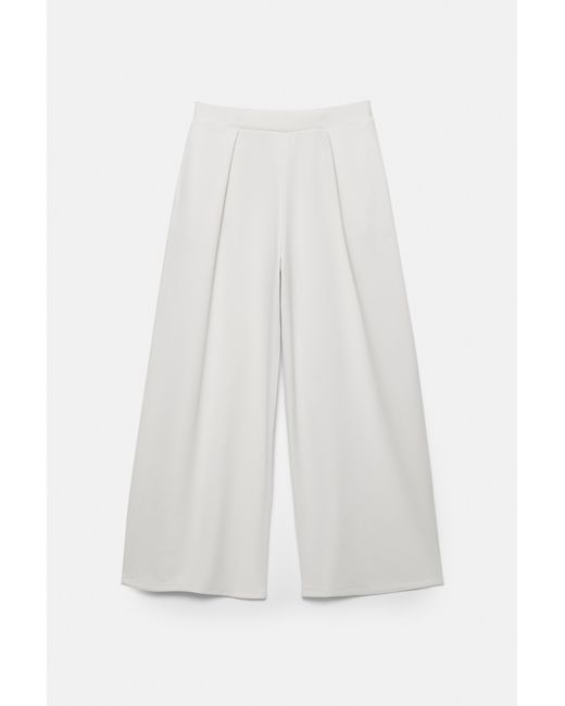 Pull&Bear White Soft Touch Wide-Leg Darted Trousers