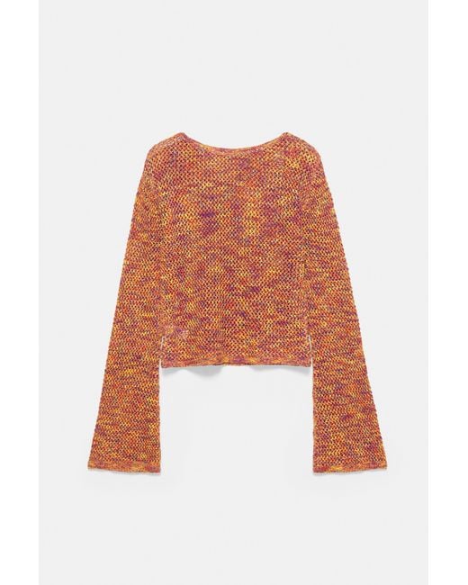 Pull&Bear Orange Space Dye Cutwork Jumper