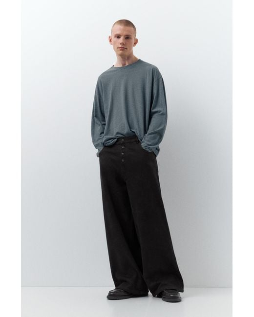 Pull&Bear Black Laser Print Baggy Jeans for men