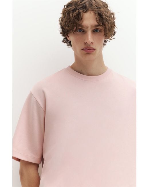 Pull&Bear Pink Boxy Interlock T-Shirt for men