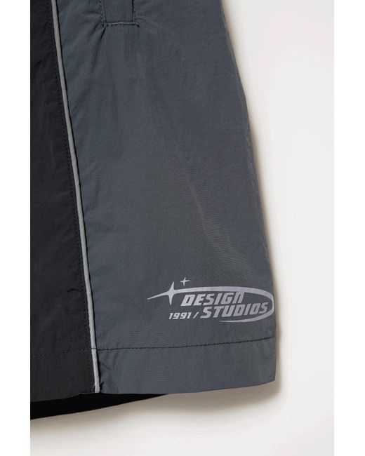 Pull&Bear Blue Panelled Swimming Trunks for men