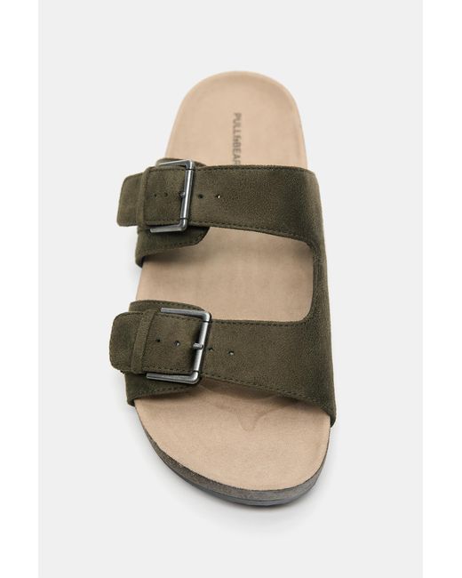 Pull&Bear Green Buckled Sandals for men
