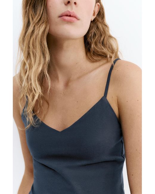 Pull&Bear Blue Thin Strap Top