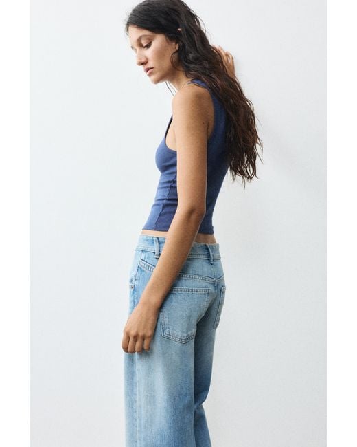 Pull&Bear Tanktop Met Boothals in het Blue