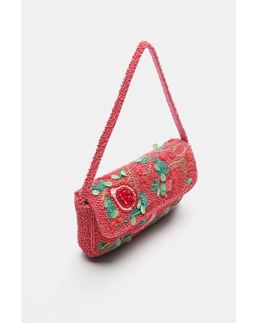 Pull&Bear Pink Beaded Shoulder Bag