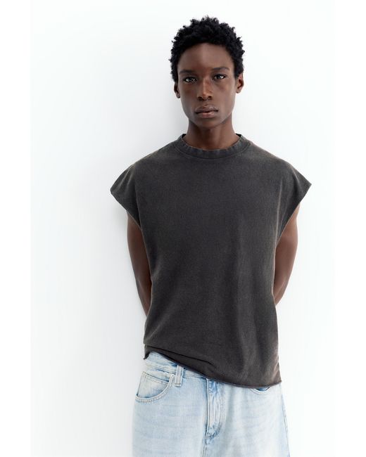 Pull&Bear Singlet Met Acid Wash in het Gray voor heren