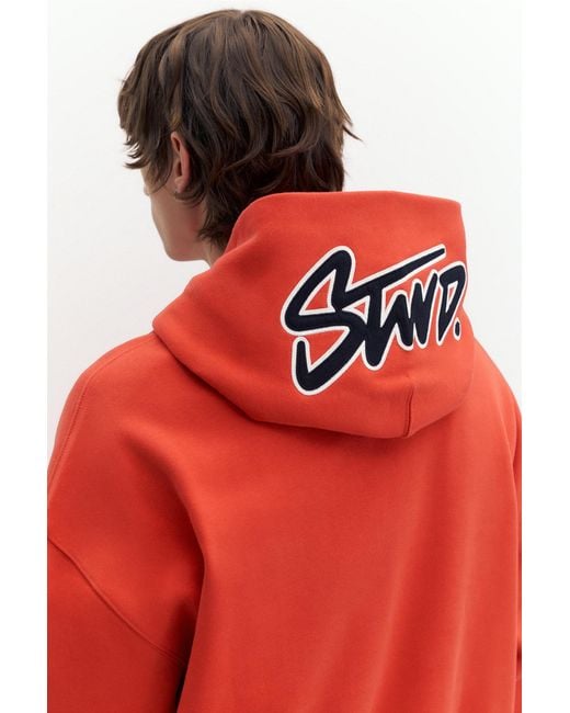 Pull&Bear Red Stwd Boxy-Fit Hoodie for men