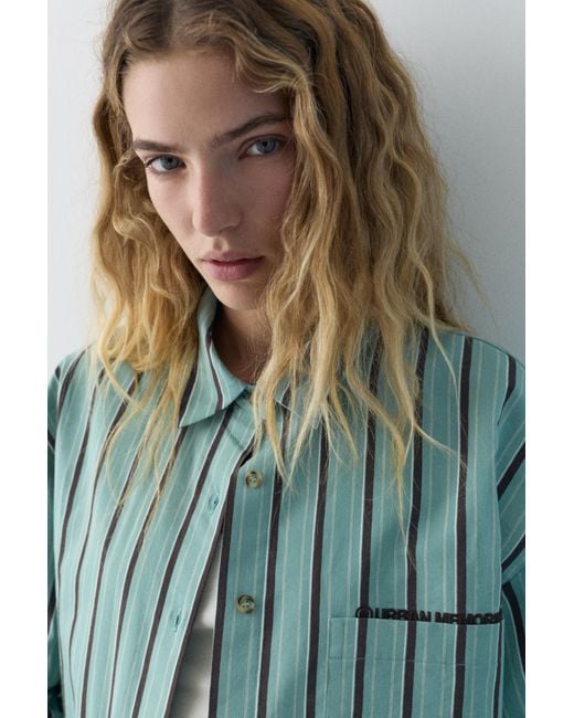 Pull&Bear Gray Striped Shirt With Pocket