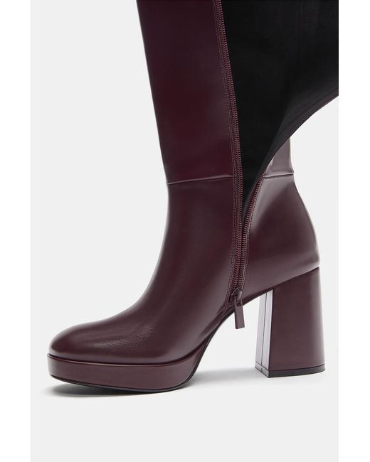 Pull&Bear Red High-Heel Platform Boots