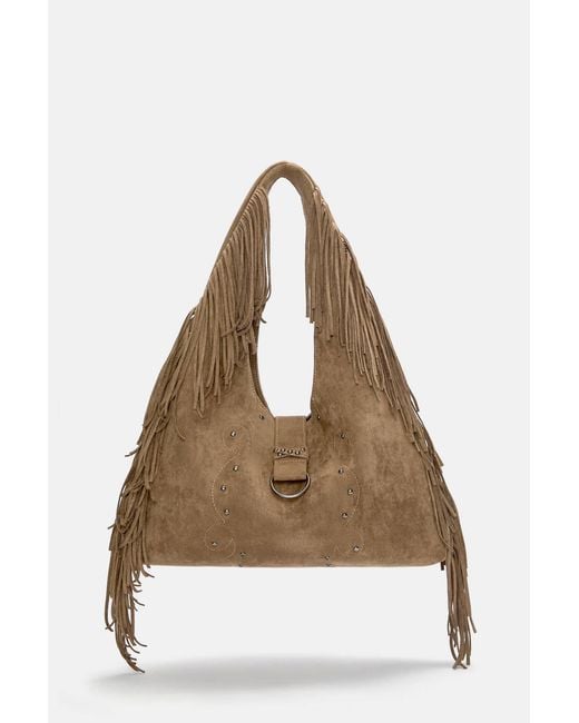 Pull&Bear Natural Shopper-Tasche Mit Fransen
