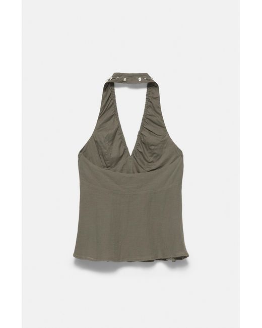 Pull&Bear Haltertop Met Knopen in het Green
