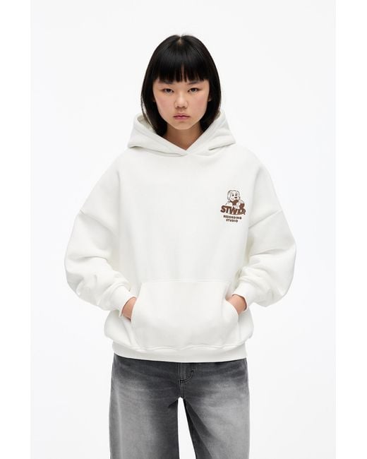 Pull&Bear White Stwd Dog Hoodie