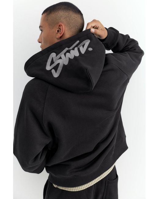 Pull&Bear Black Stwd Zip-Up Hoodie for men