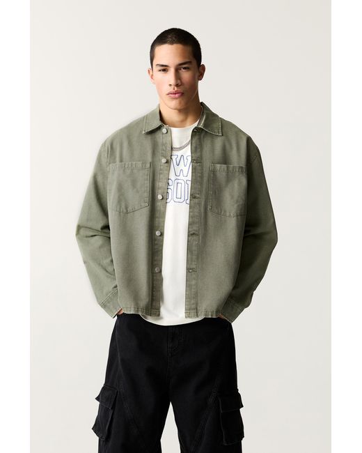 Pull&Bear Green Shirt With Front Pockets for men