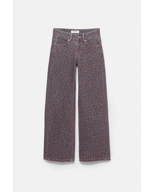 Pull&Bear Black Straight-Leg Jeans With Rhinestone Detail