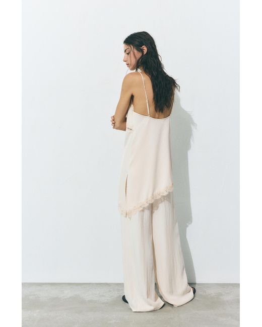 Pull&Bear White Asymmetric Camisole Top